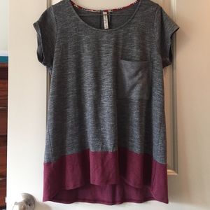Grey and maroon short sleeve shirt