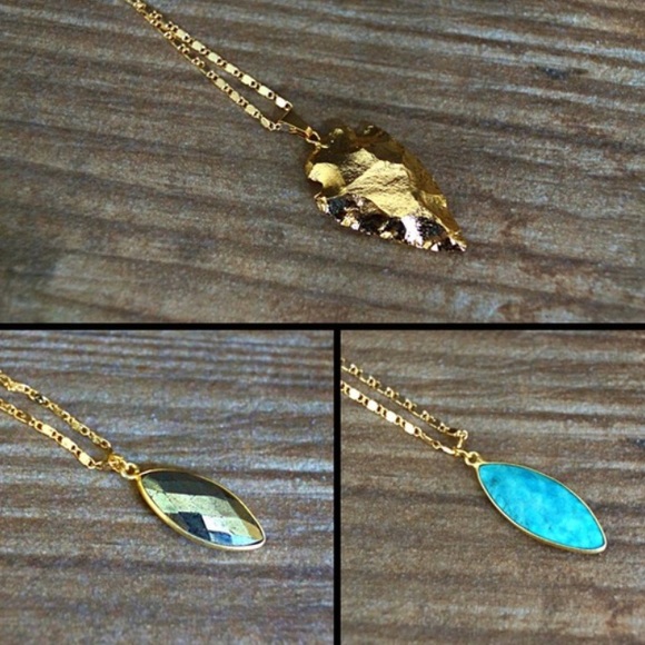 GEMSTONE CHARM PENDANT W/ YELLOW GOLD PLATED CHAIN - Picture 2 of 3