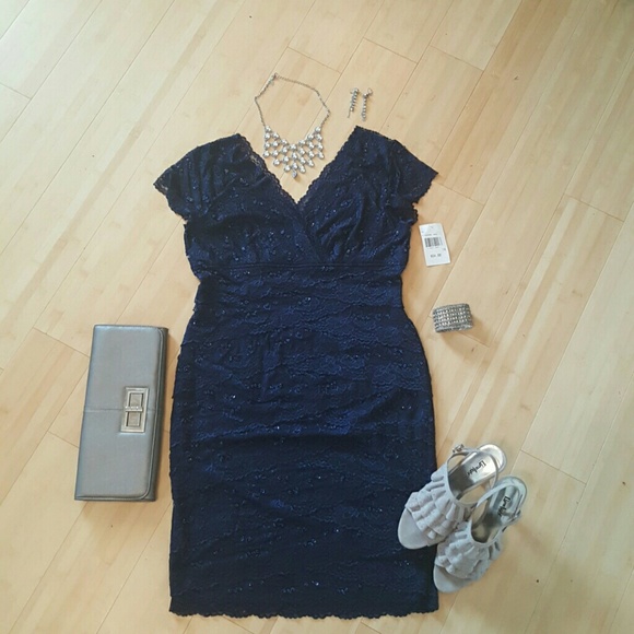 Navy Blue semi formal party dress