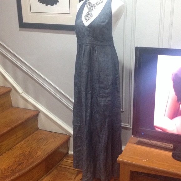 Linen Chambray Denim Maxi Dress