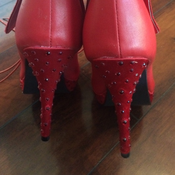 Red Rhinestone Booties - Picture 3 of 4