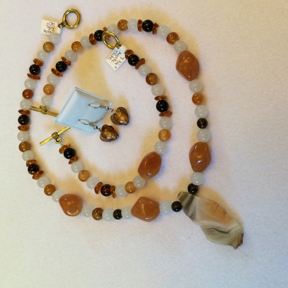 Lia Rosa Jewelry - FINAL SALE PRICE Handmade OOAK Earthy Jade & Agate Jewelry Set