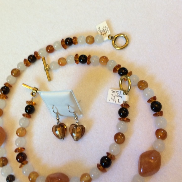 FINAL SALE PRICE Handmade OOAK Earthy Jade & Agate Jewelry Set - Picture 3 of 4
