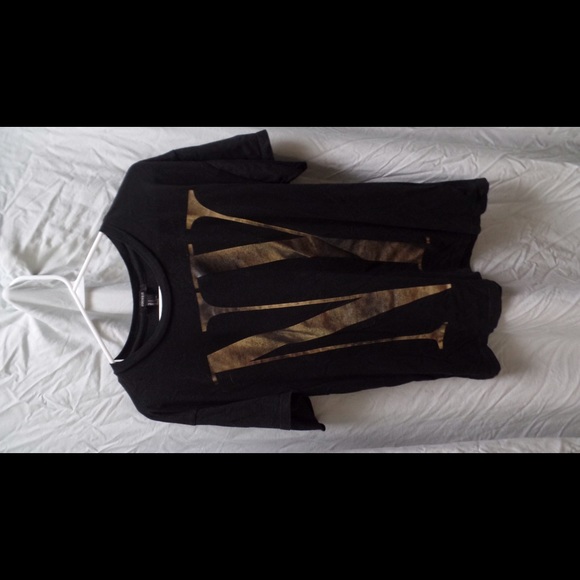 Black and metallic gold t-shirt