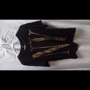 Black and metallic gold t-shirt