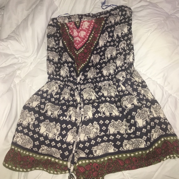 Elephant print strapless romper