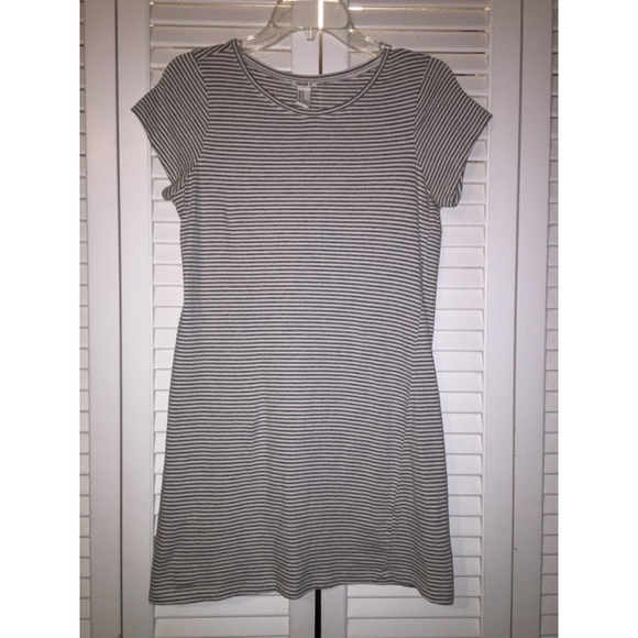 Gray & White striped t-shirt dress