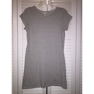 Gray & White striped t-shirt dress