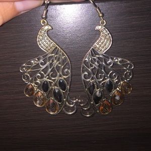 Jeweled peacock earrings