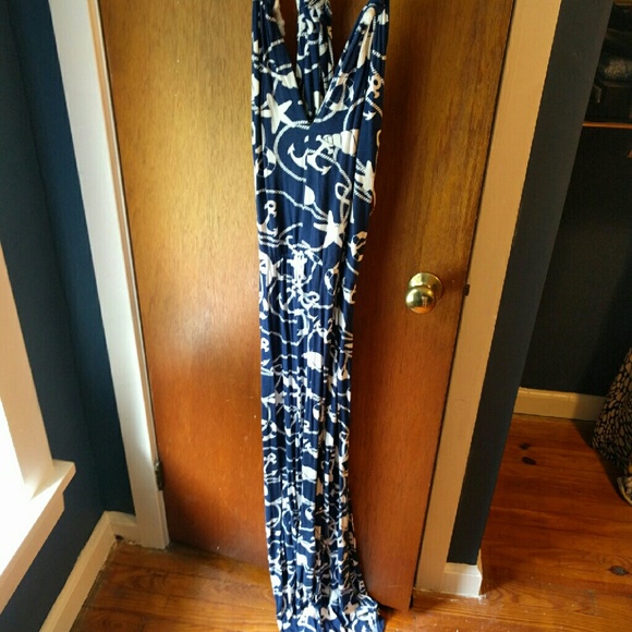 Large Navy Nautical Maxi Dress