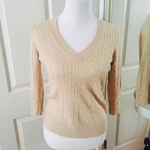 J Crew V-Neck Linen Cable-Knit Sweater