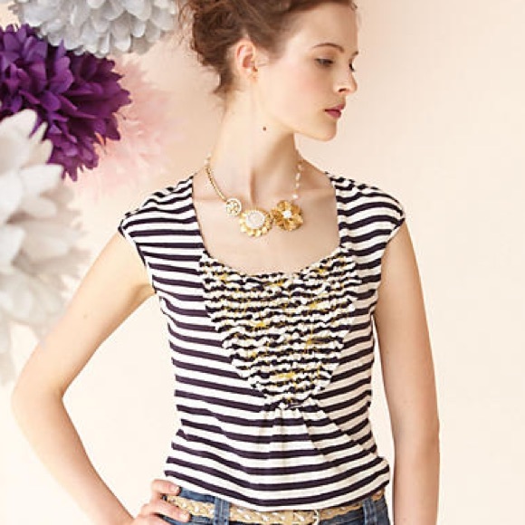 Anthropologie Tops - Anthropologie Red Bouquet of Stripes Tee GUC Anthropologie Tops - Anthropologie Red Bouquet of Stripes Tee GUC