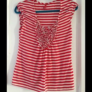Anthropologie Tops - Anthropologie Red Bouquet of Stripes Tee GUC Anthropologie Tops - Anthropologie Red Bouquet of Stripes Tee GUC