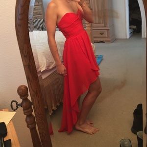 Red Hi-low Strapless Dress