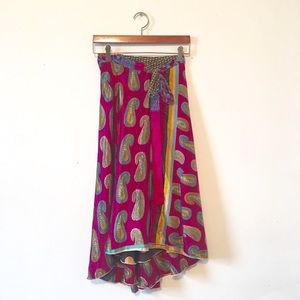 Reversible silk wrap skirt