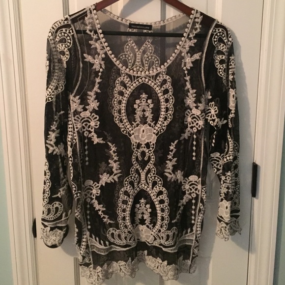 Black and white sheer top
