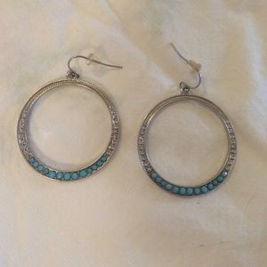 Silver and turquoise hoop earrings