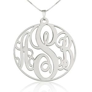 Sterling Silver Circle Monogram Necklace - XS