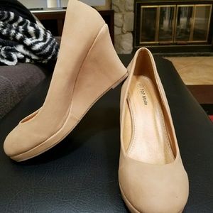 Nude Suede Wedges