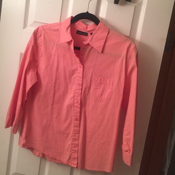 Pinkish peach button-down shirt
