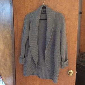 Express long grey wool cardigan