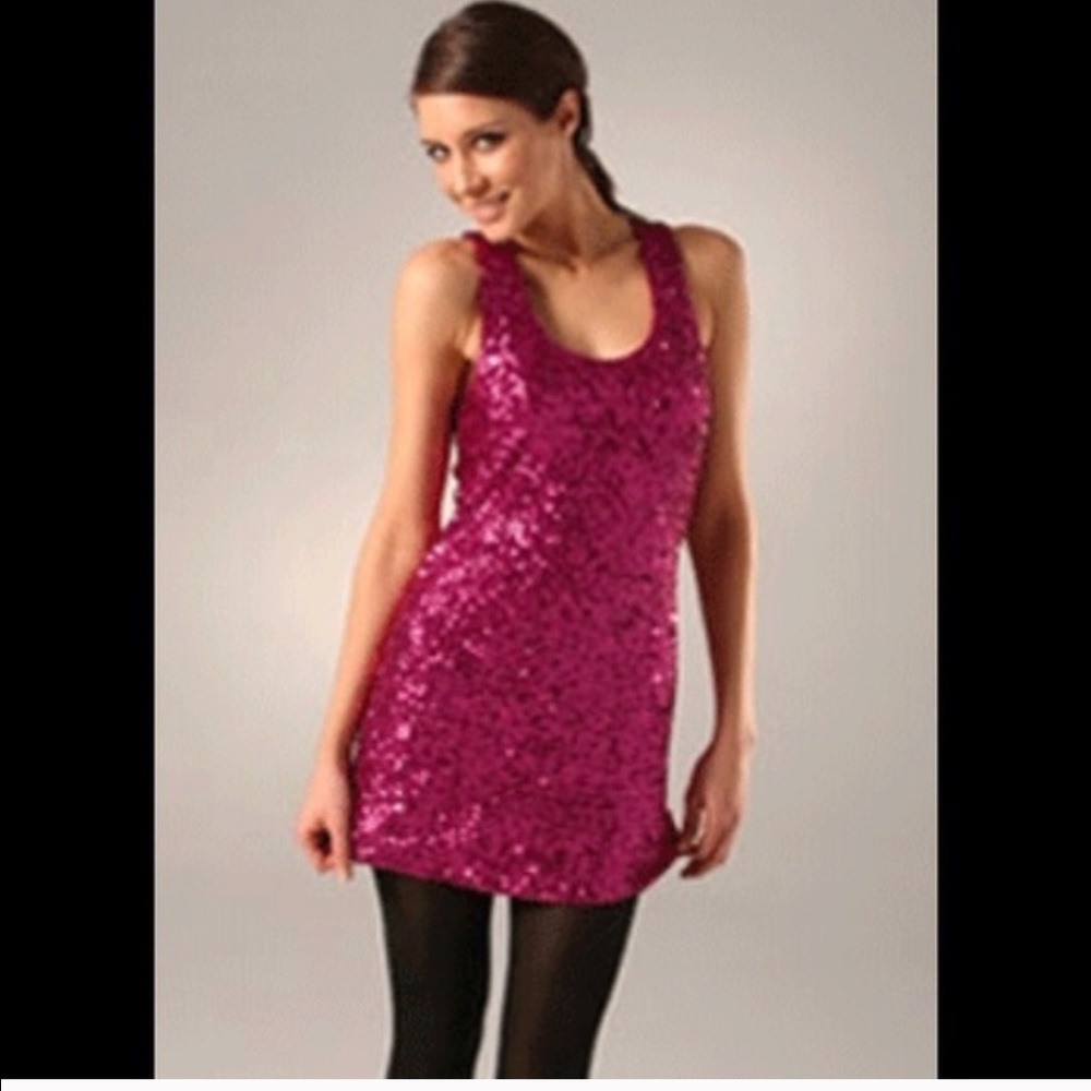Alice + Olivia Dark Pink Sequin RacerBack Dress XS