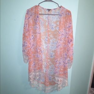Charlotte Russe kimono with lace detail