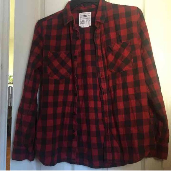 Plaid black and red flannel