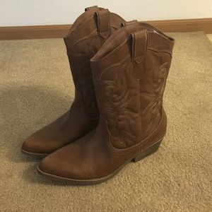 Brown cowboy boots