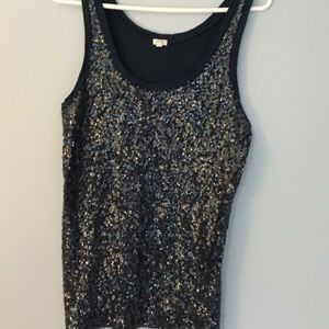 JCrew navy sequined tank top