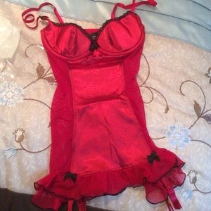 Red lingerie w thong panty. New, never worn.