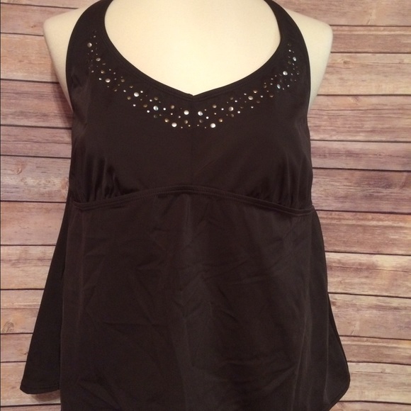 Espresso with metallic studs Tankini top