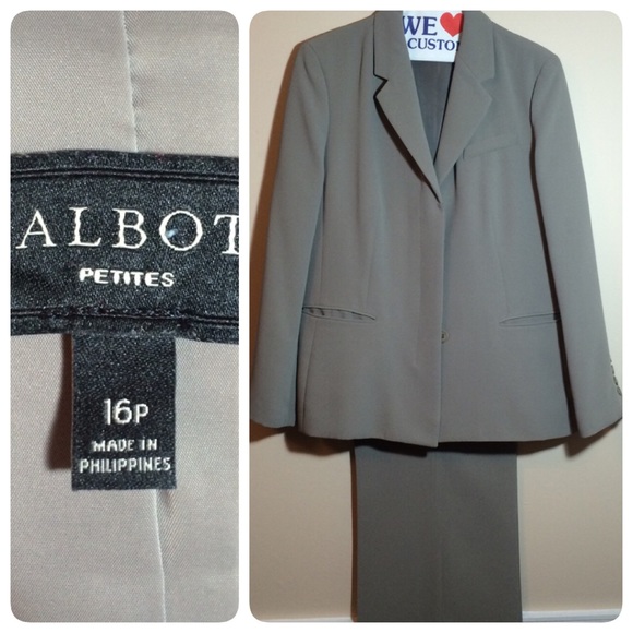Beige Crepe Talbots Pants Suit