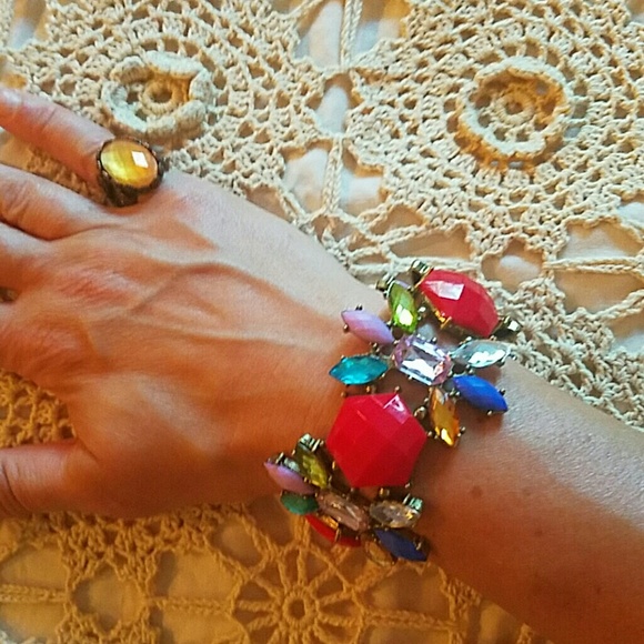 Colorful vintage style bracelet and ring set