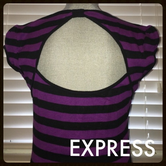 Express Purple &Black Sexy Long Tee w/Cutout Back