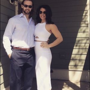 White cut-out midi dress