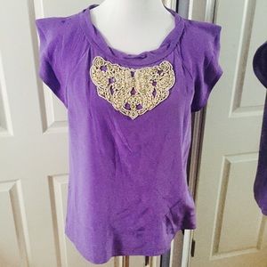 Tibi Lavendar Silk Top with Beading