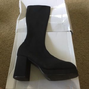 Vintage Knee-High Heeled Sock Boots
