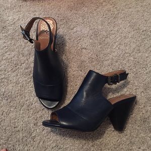 Vince Camuto Cone Heel Navy Leather Shootie- NWT