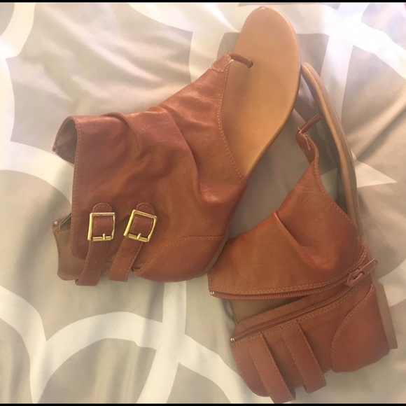 Brown ankle wrap sandals!