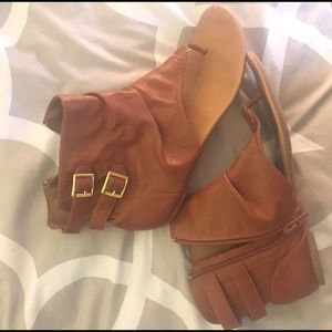 Brown ankle wrap sandals!