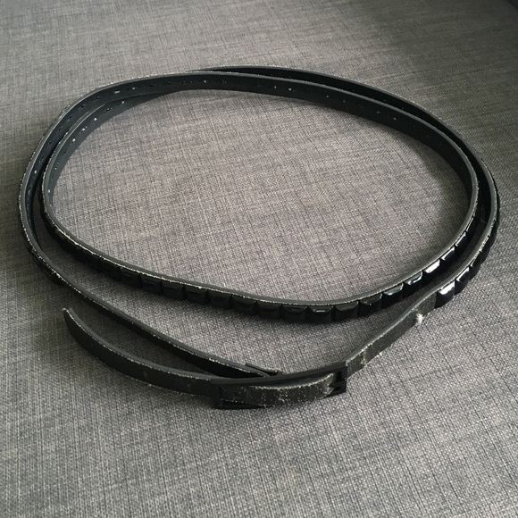 Double Wrap Black Studded Leather Belt