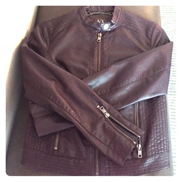 Adorable pleather dark purple jacket. Size XS, AX.