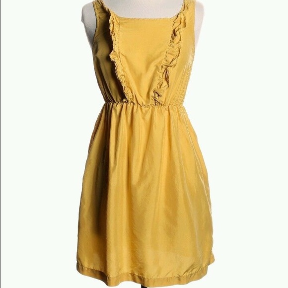 Anthropologie yellow silk Maeve Dress Size Small
