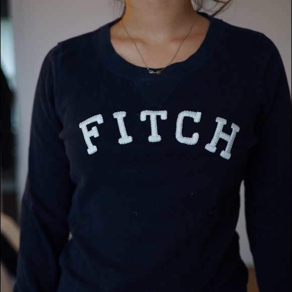 ABERCROMBIE navy blue sweater with white lettering