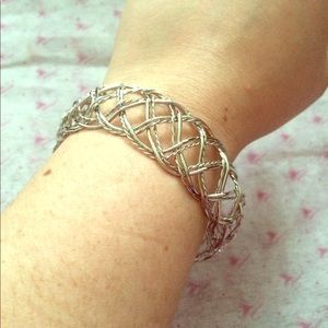 Stainless steel bangle silver tone