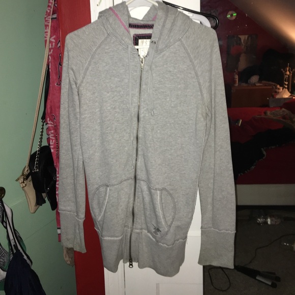 Grey AEO Zip Up Sweatshirt