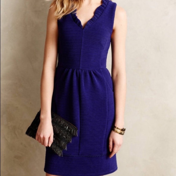 Anthropologie blue Ottoman Ruffle Dress size XS