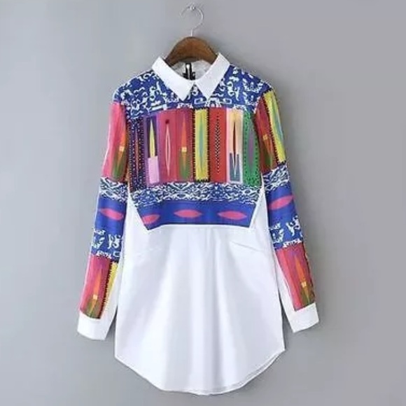 Long sleeve w/ zipper upper back closure tribal