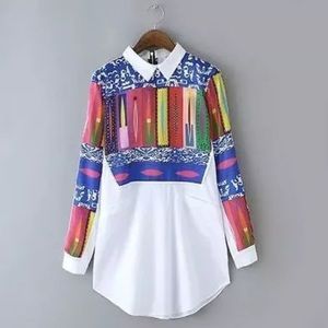 Long sleeve w/ zipper upper back closure tribal